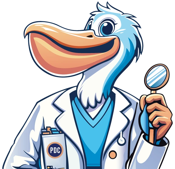 Pelican Dental Care mascote oficial do logotipo - clínica odontológica de Vero Beach